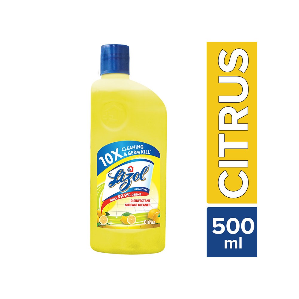 Lizol Disinfectant Surface & Floor Cleaner Liquid, Citrus - 500 ml, Kills 99.9% Germs