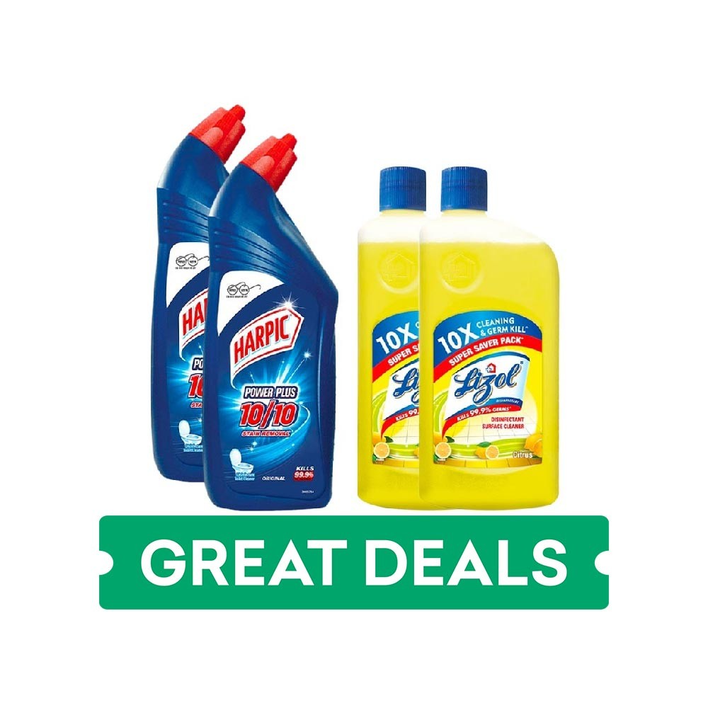 Harpic Power Plus Original Toilet Cleaner + Lizol Citrus Floor Cleaner Combo