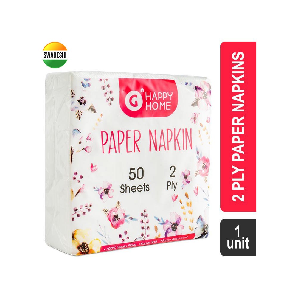 Grocered Happy Home Paper Napkins (2 Ply-30x30 cm - Luncheon Napkins)