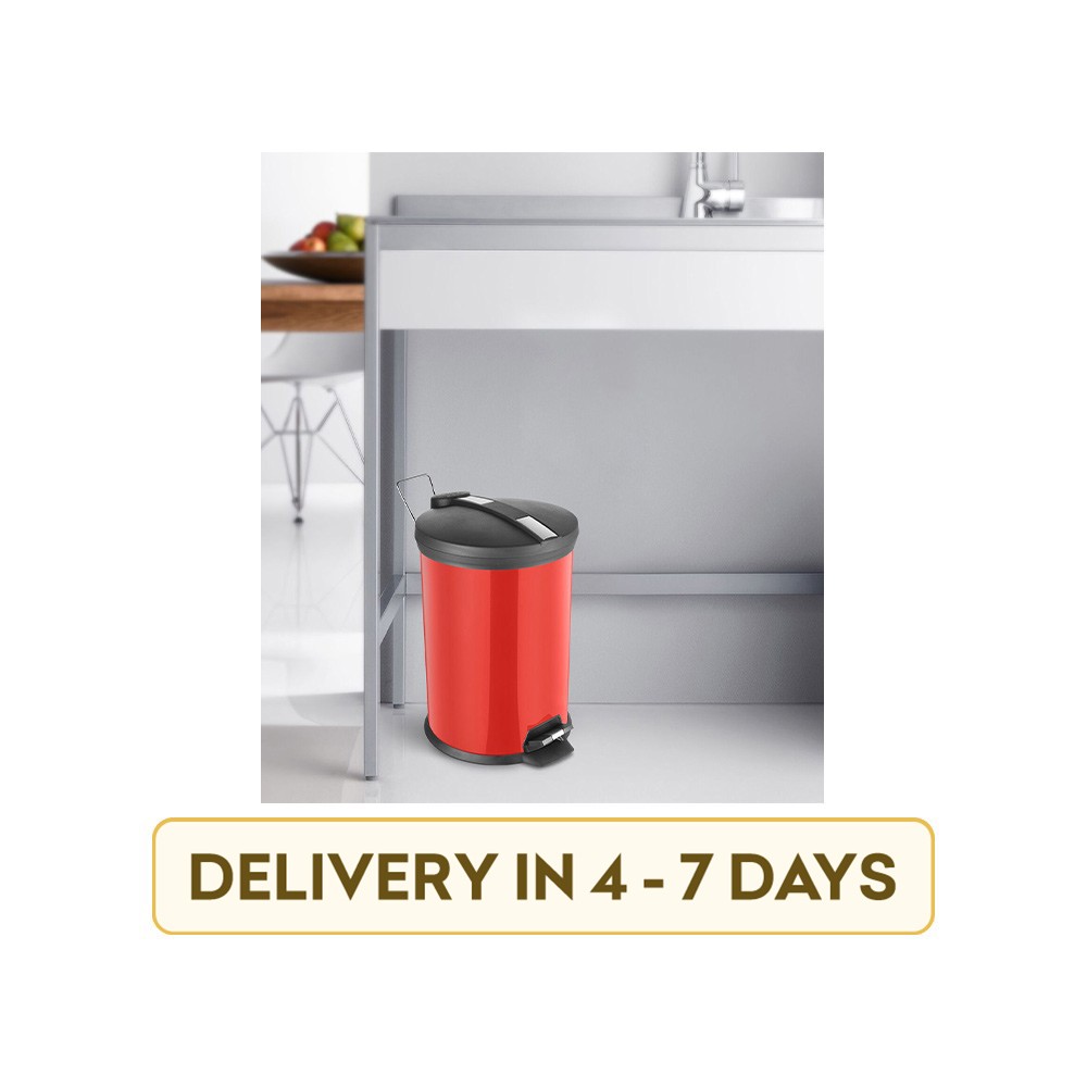 Ideale IDPBR-701 Padle Bin Dustbin + Free Perforated Steel Bin Stainless Steel Dustbin (7 l, Red) - 2 Pcs