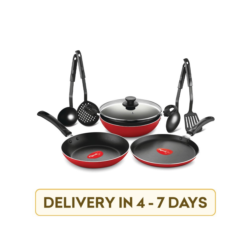 Pigeon 14187 Non-Stick Forged Aluminum 8 pcs Cookware Set (Red)