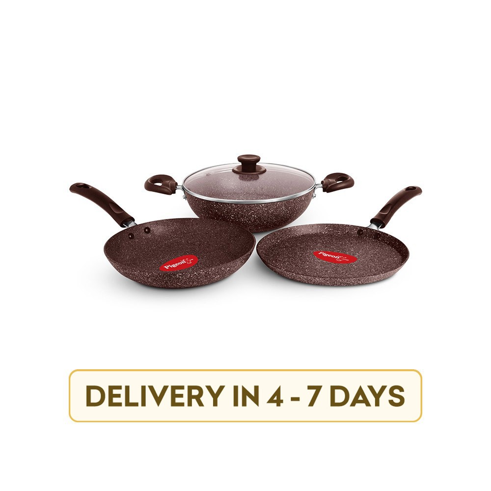 Pigeon 12279-BROWN Non-Stick Induction Base Aluminum 4 pcs Yes Cookware Set (Brown)