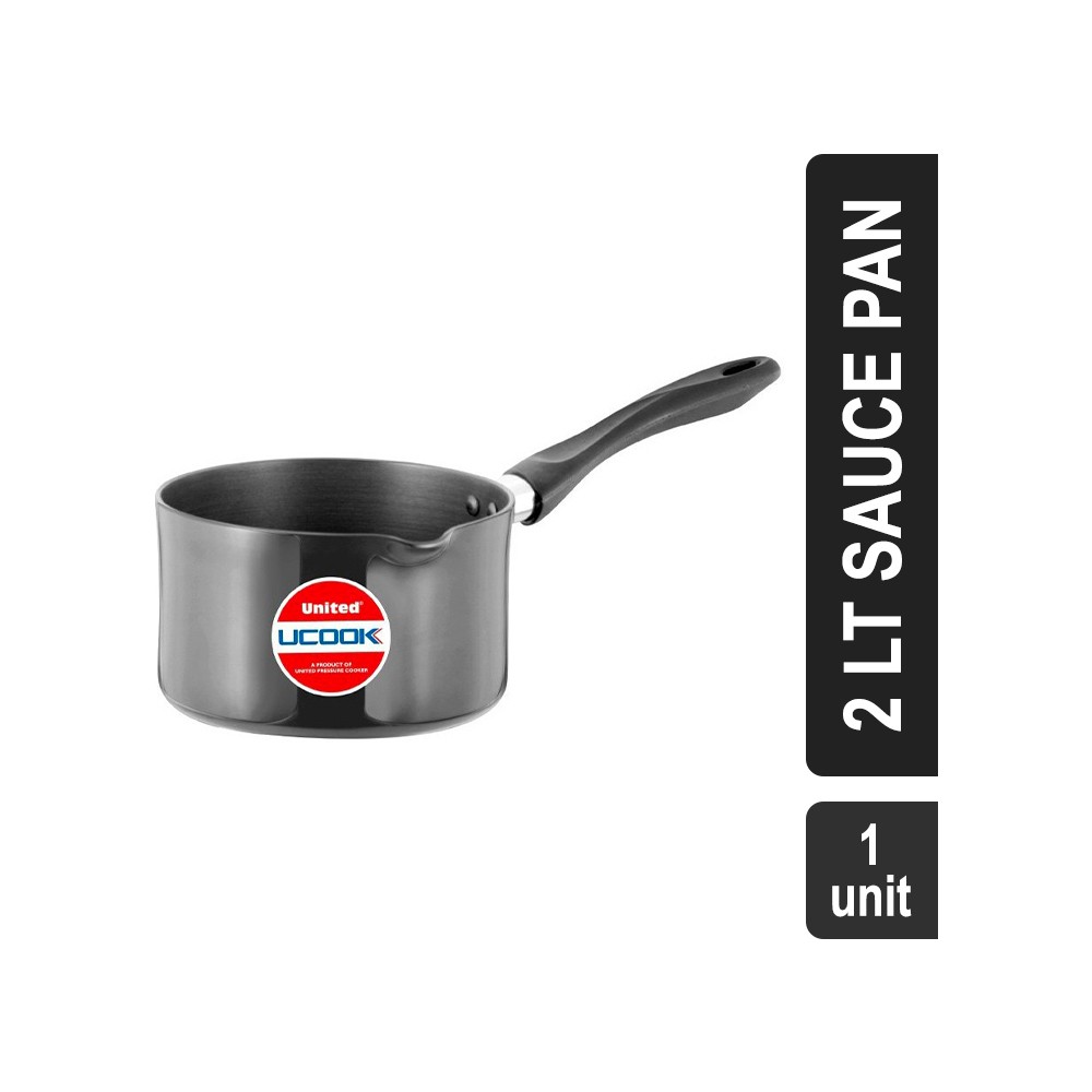 United Ucook Hard Anodised Aluminium Induction Base 2 lt Sauce Pan (17 cm, Black)