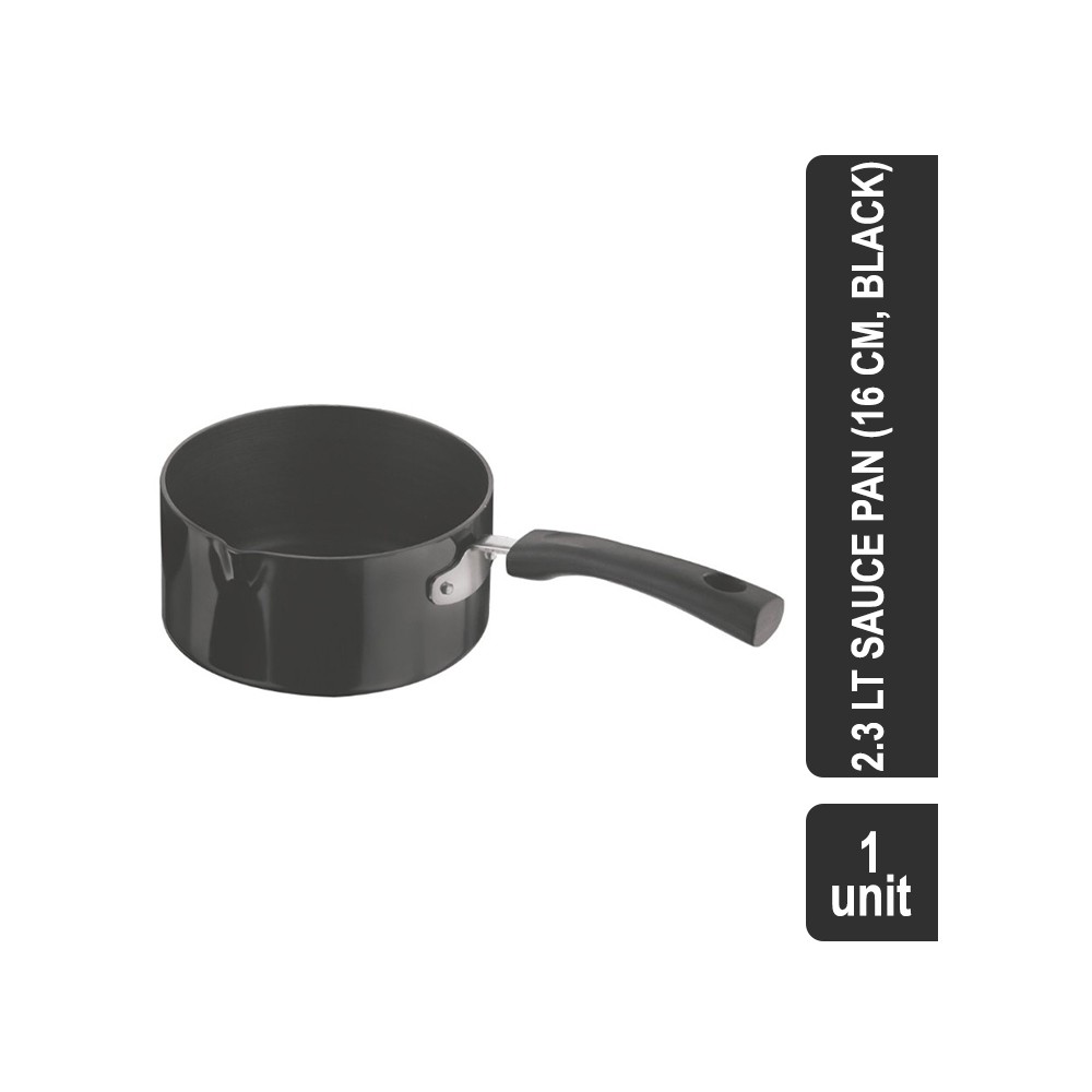 Vinod Black Pearl Plus Hard Anodised Aluminium Induction 2.3 lt Sauce Pan (18 cm, Black)