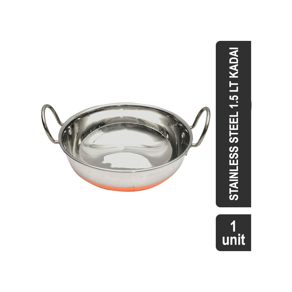 Omega Copper Bottom Stainless Steel 1.5 lt Kadai