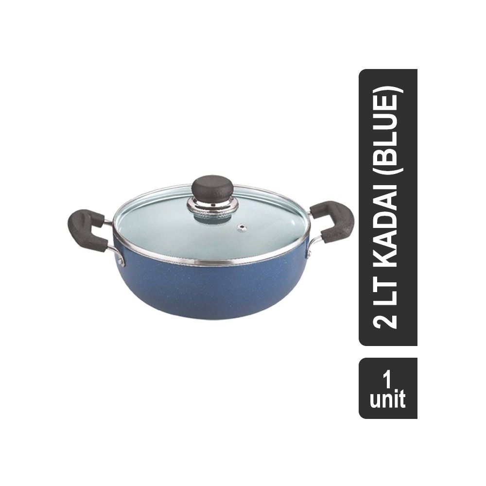 Vinod Deep Aluminium 2 lt Kadai (Blue)