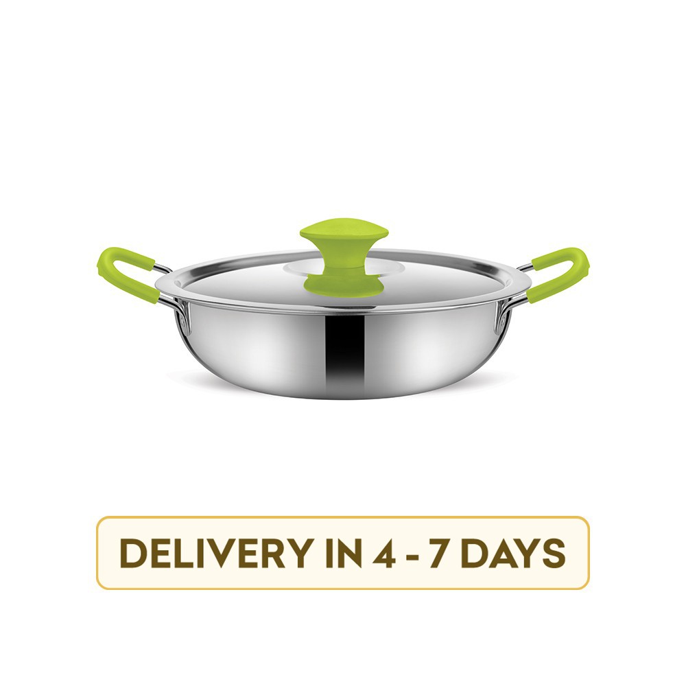 Bonita CS01-ROGR-01 Stainless Steel 1500 ml Kadai (20 cm, Green)