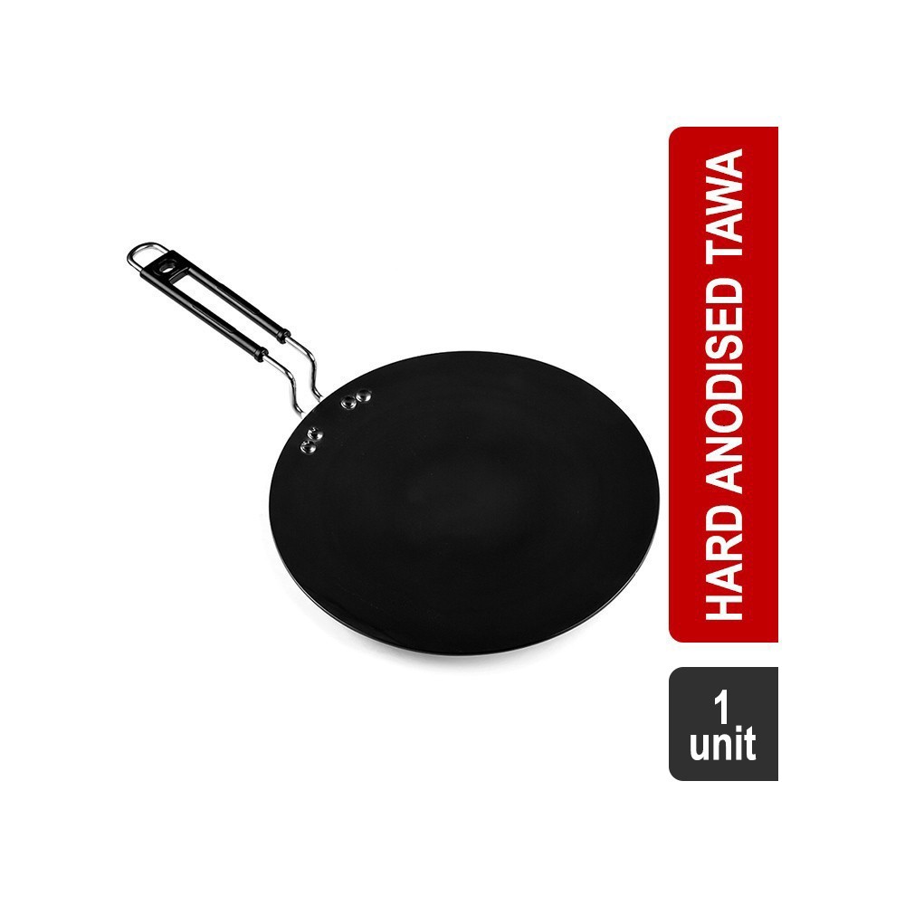 Grocered Happy Home GHRT25 Roti Aluminum Hard Anodised Tawa (25 cm, Black)