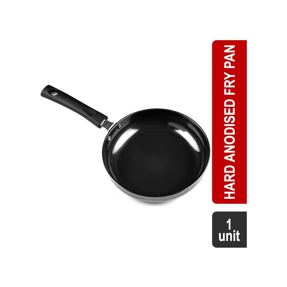 Grocered Happy Home GHF22 Aluminum Hard Anodised Fry Pan (22 cm, Black)