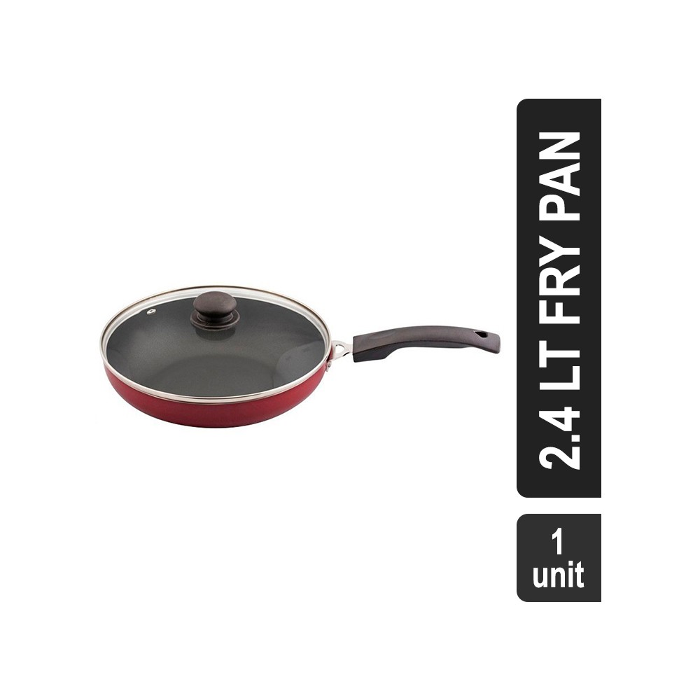 United Ucook Non-Stick Aluminium Induction Base 2.4 lt Fry Pan (24 cm, Red)