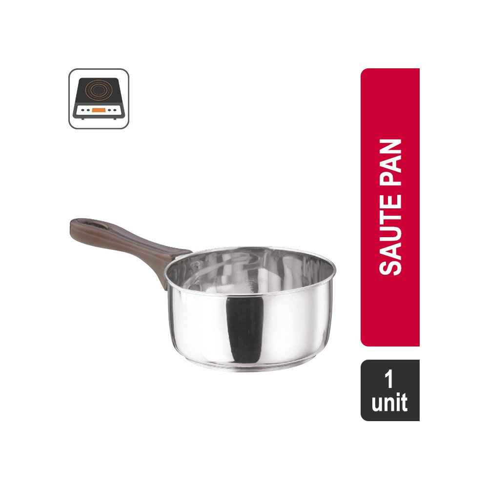 Vinod Capsule Bottom Stainless Steel Induction Base 1.4 lt Saute Pan (15 cm, Silver)