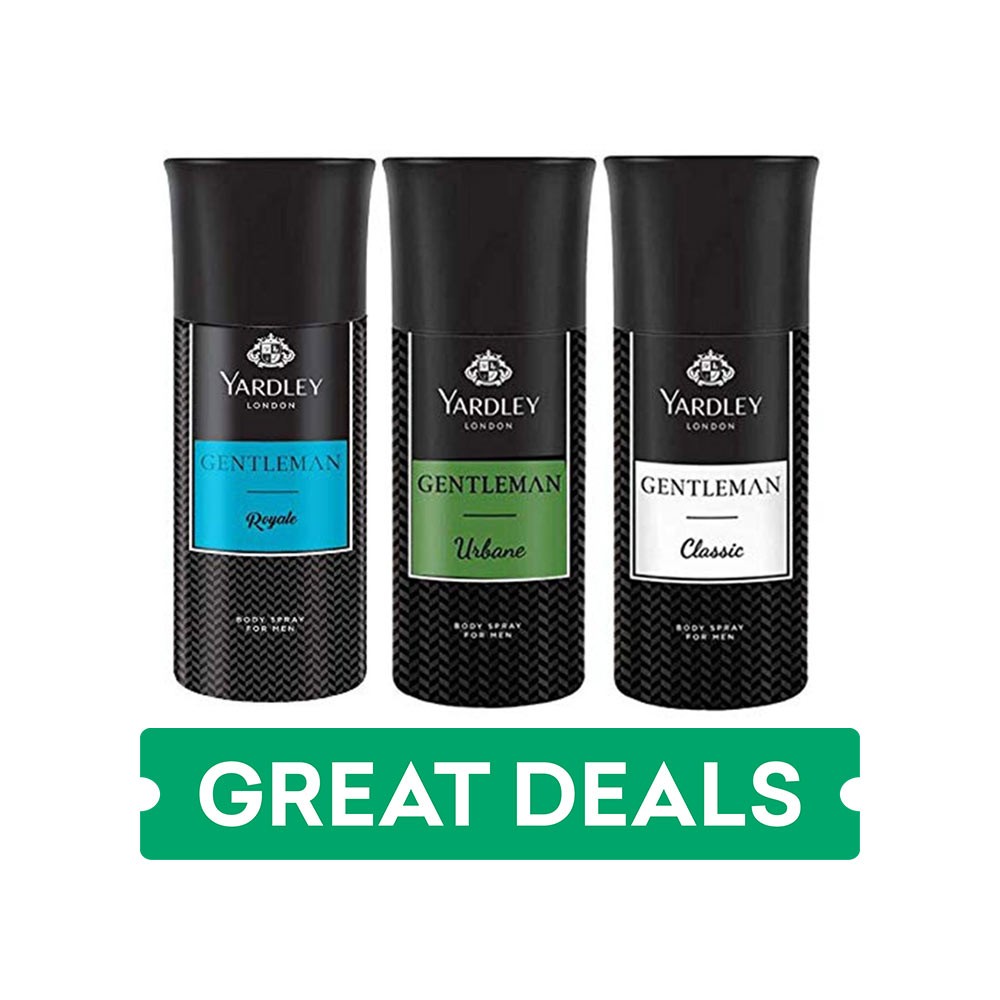 Yardley Gentleman Classic, Gentleman Urbane & Gentleman Royale Men's Deodorant - Pack of 3