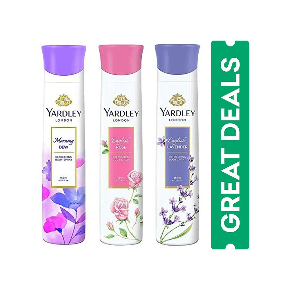 Yardley English Lavender, English Rose & Morning Dew Women's Deodorant - Pack of 3