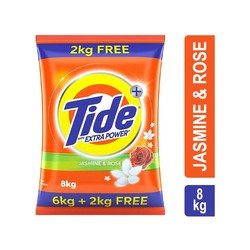 Tide Plus Extra Power Jasmine & Rose Detergent Powder - Get 2 kg Free (6 kg + 2 kg)