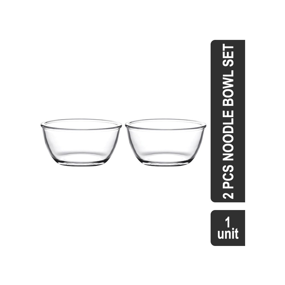 Glass Ideas 2 Pcs Noodle Bowl Set (10.5 cm, Transparent) (BSW 1815) - 400 ml