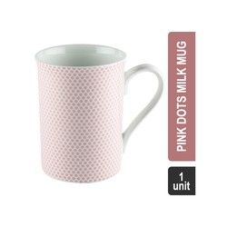 Walton Bonechina Milk Mug (300 ml, Assorted) Pink Dots