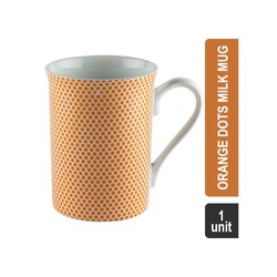 Walton Bonechina Milk Mug (300 ml, Assorted) Orange Dots