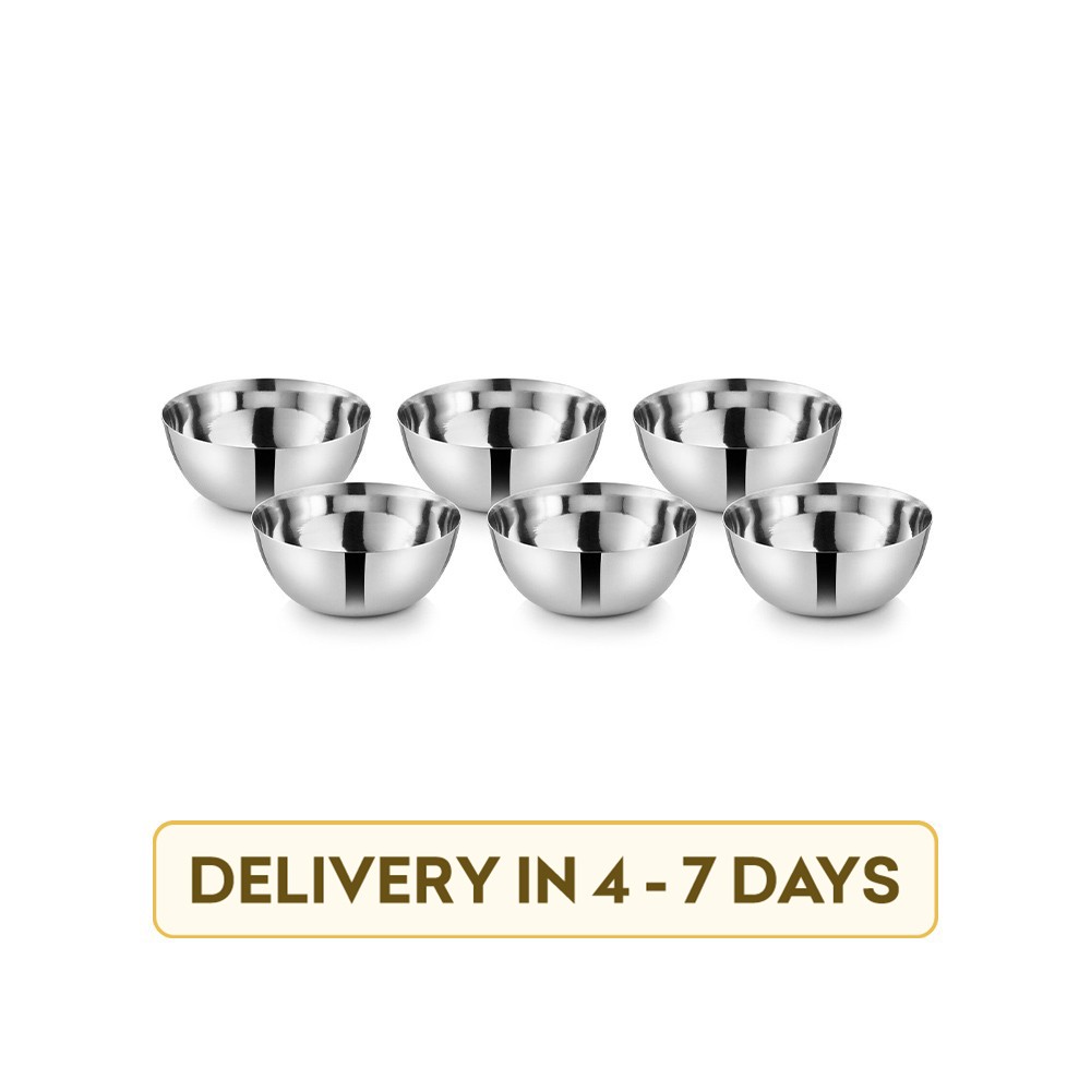 Ideale Stainless Steel Chutney-Dip 6 Pcs Bowl Set (Silver) (IDSS-103)