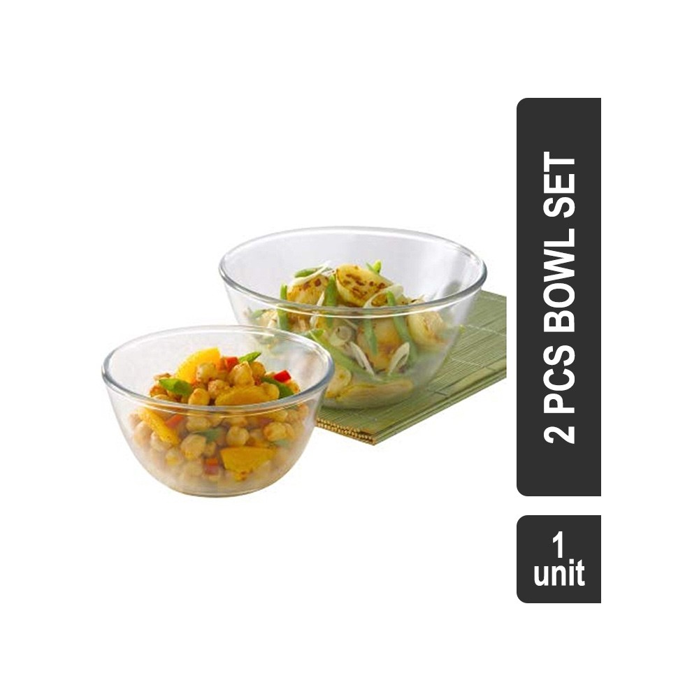 Borosil Glass 2 Pcs Bowl Set (Transparent) (IYBNL020513 - Select)