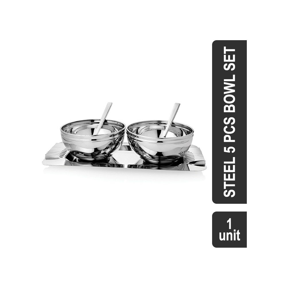 Vinayak Stainless Steel Stainless Steel Nut 5 Pcs Bowl Set (11 cm, Silver) - 350 ml