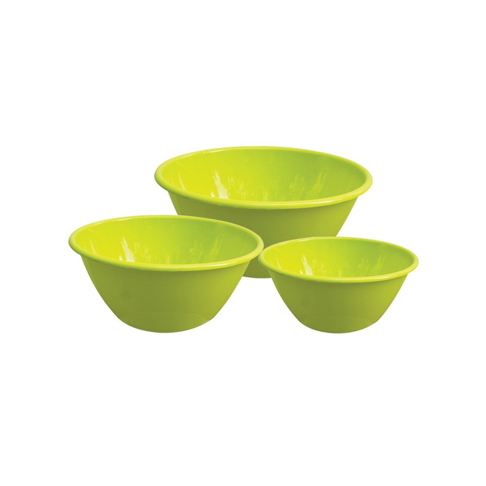 Princeware Plastic 3 Pcs Mixing Bowl Set (Green) (L2223-3) - 4.3 l+ 2.35 l+ 975 ml