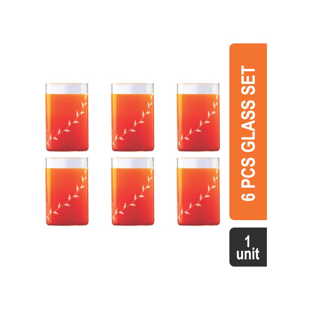 Borosil 6 Pcs Glass Set (295 ml, Transparent) BVVIBLEAFWM Vision Medium