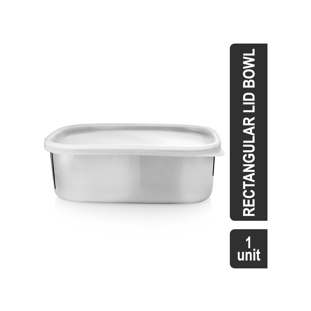 Vinayak Bowl (Silver) (Rectangular Lid) - 400 ml