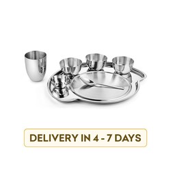 Ideale IDSS-106 Utsav Thaallee Stainless Steel 7 Pcs Dinner Set (Silver)