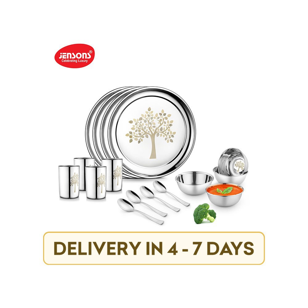 Jensons JEN-K-16-018 Kalpataru Heavy Stainless Steel 16 Pcs Dinner Set (Silver)