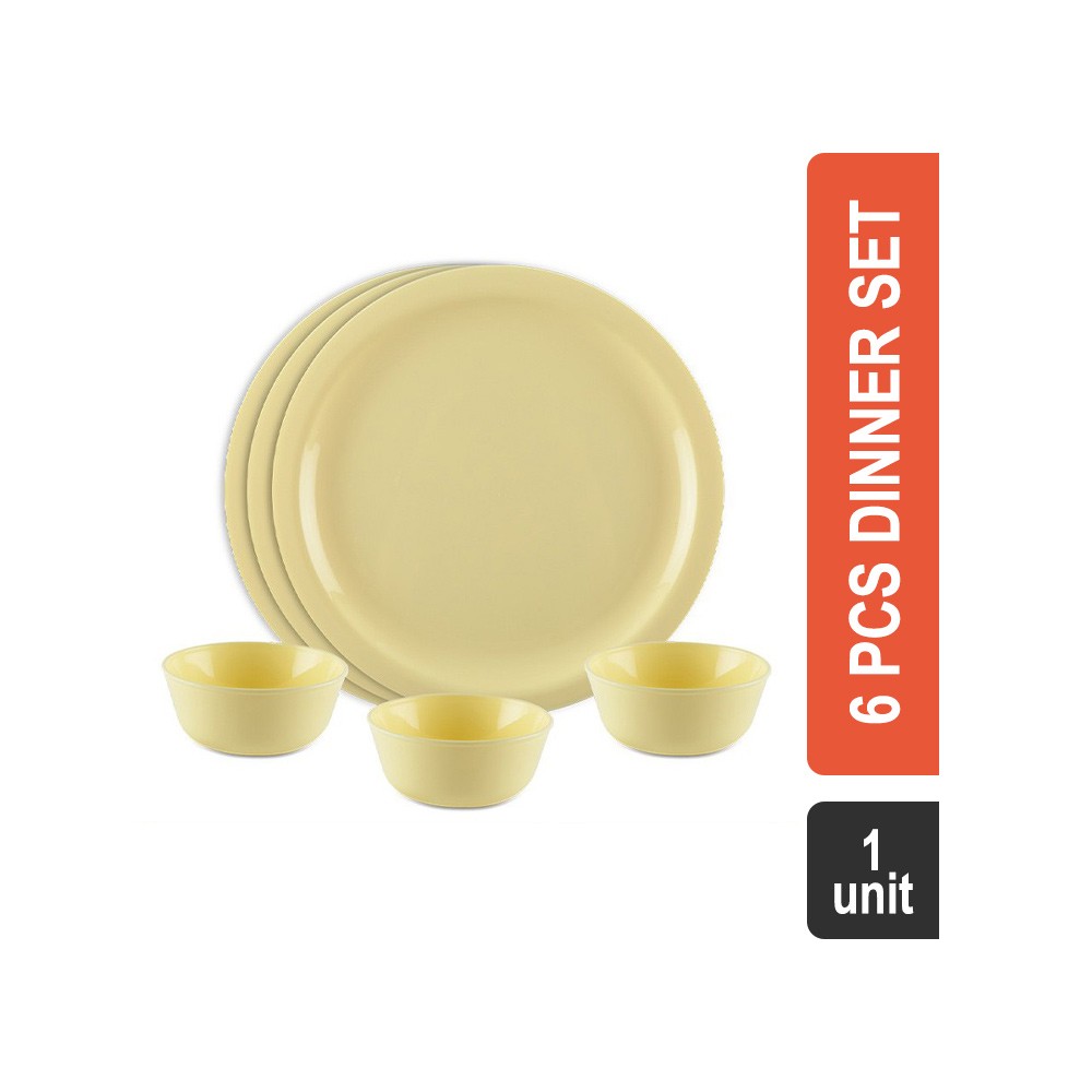 Flair Plastic 6 Pcs Dinner Set (Ivory) (Splendour Round)