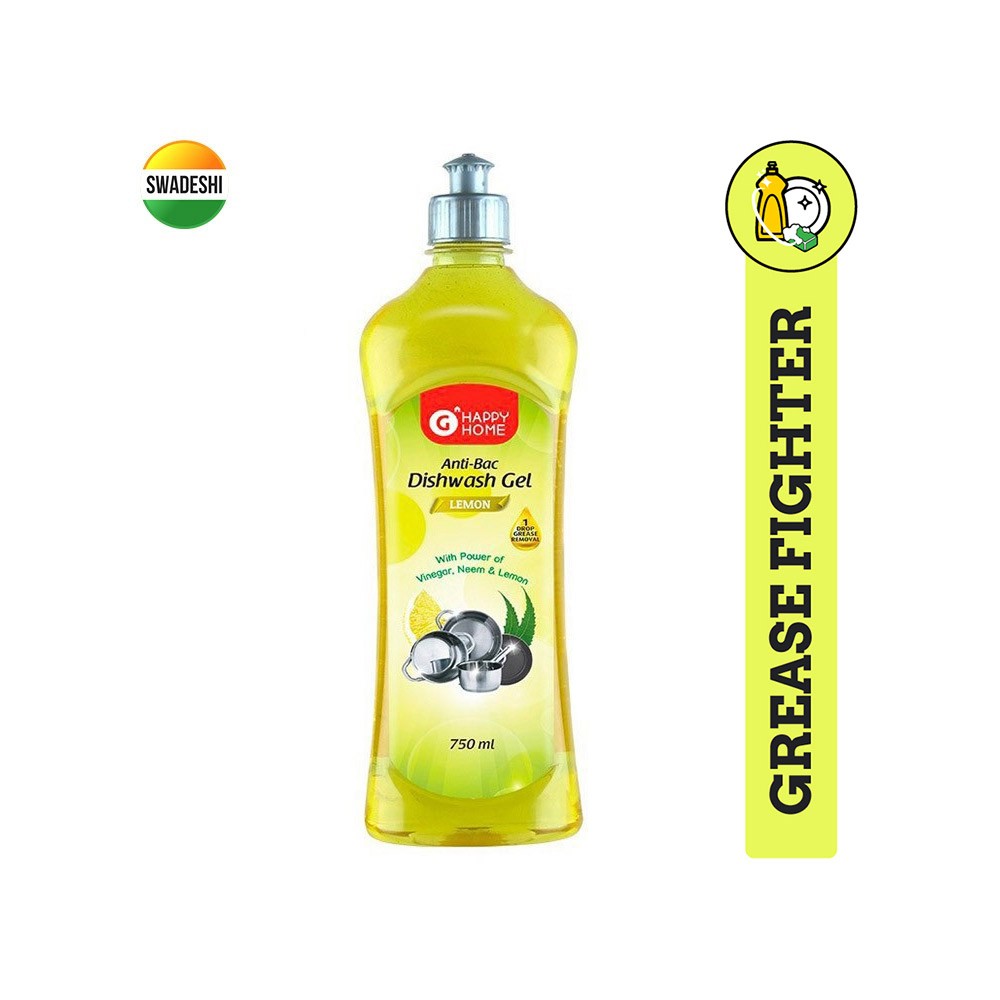 Grocered Happy Home Lemon Dishwash Gel (Bottle) - 750 ml