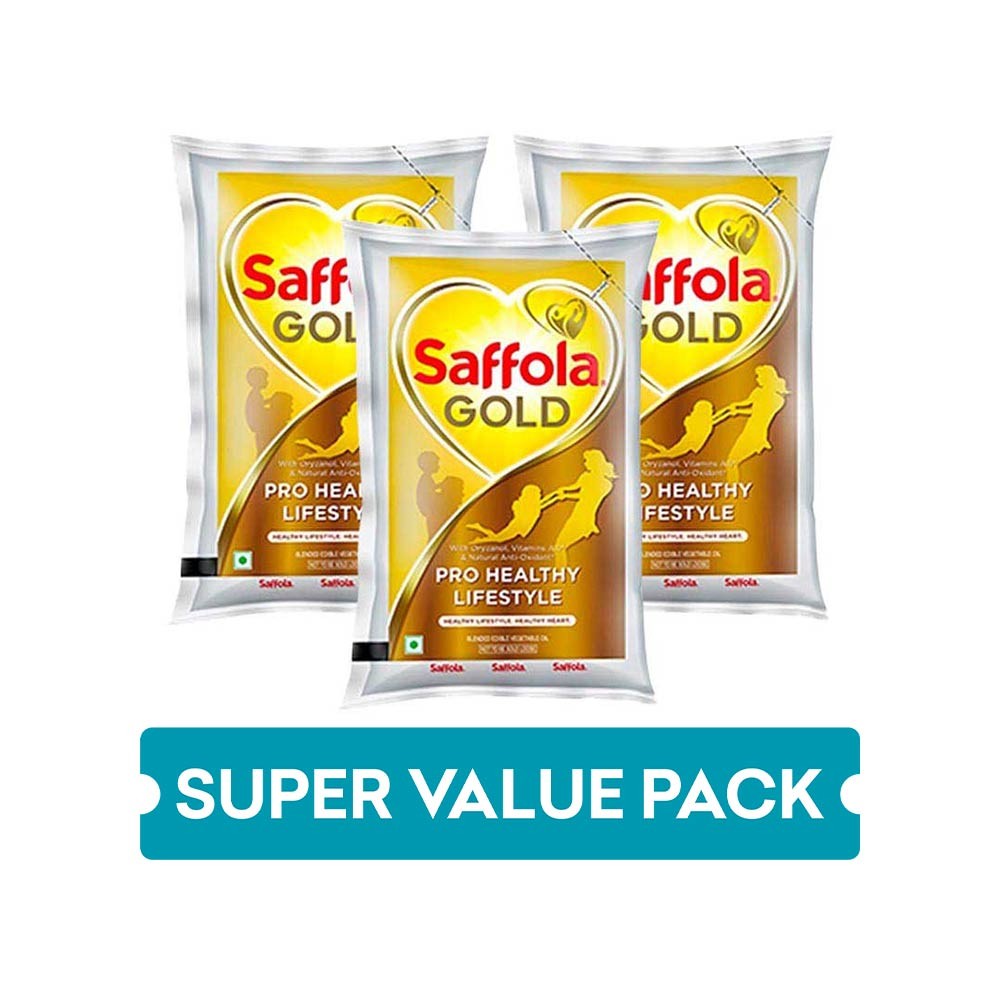 Saffola Gold Pro Healthy Lifestyle Edible Oil (Pouch) - Pack of 3