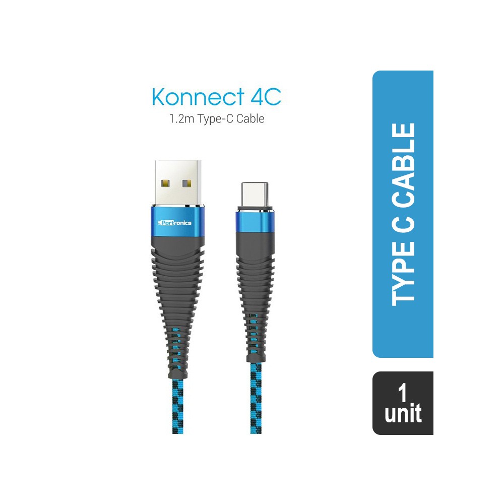 Portronics Konnect 4C 1.2 m - POR 873 Type C Cable (Black & Blue)