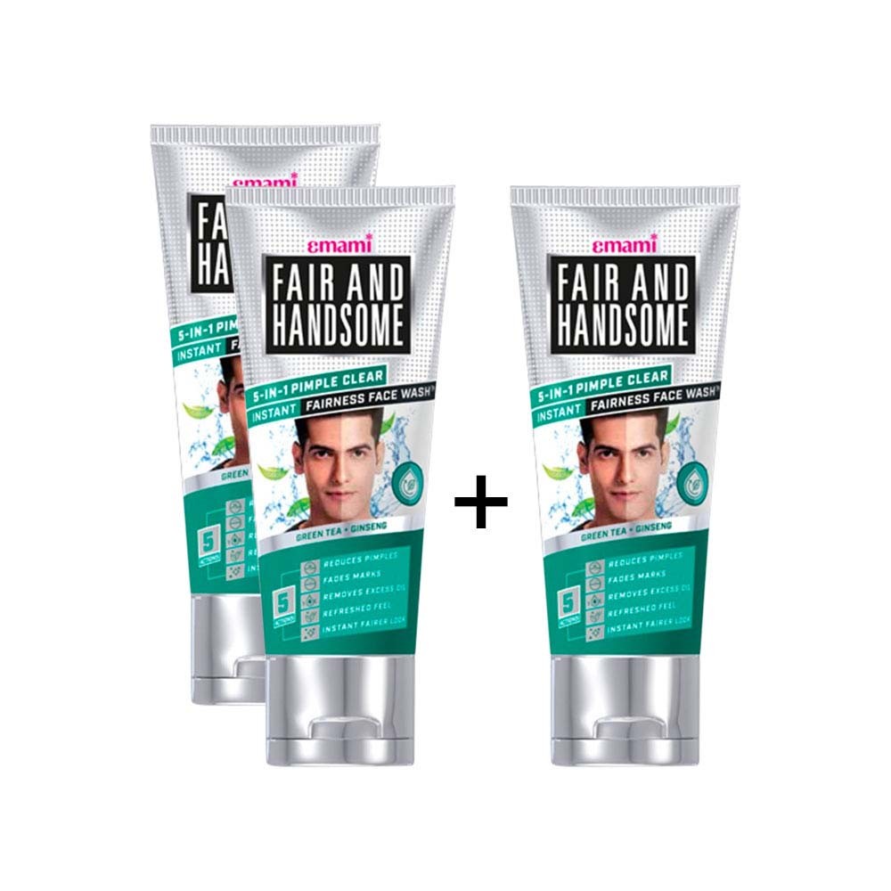 Emami Fair and Handsome 5-in-1 Pimple Clear Instant Fairness Face Wash - Buy 2 Get 1 Free