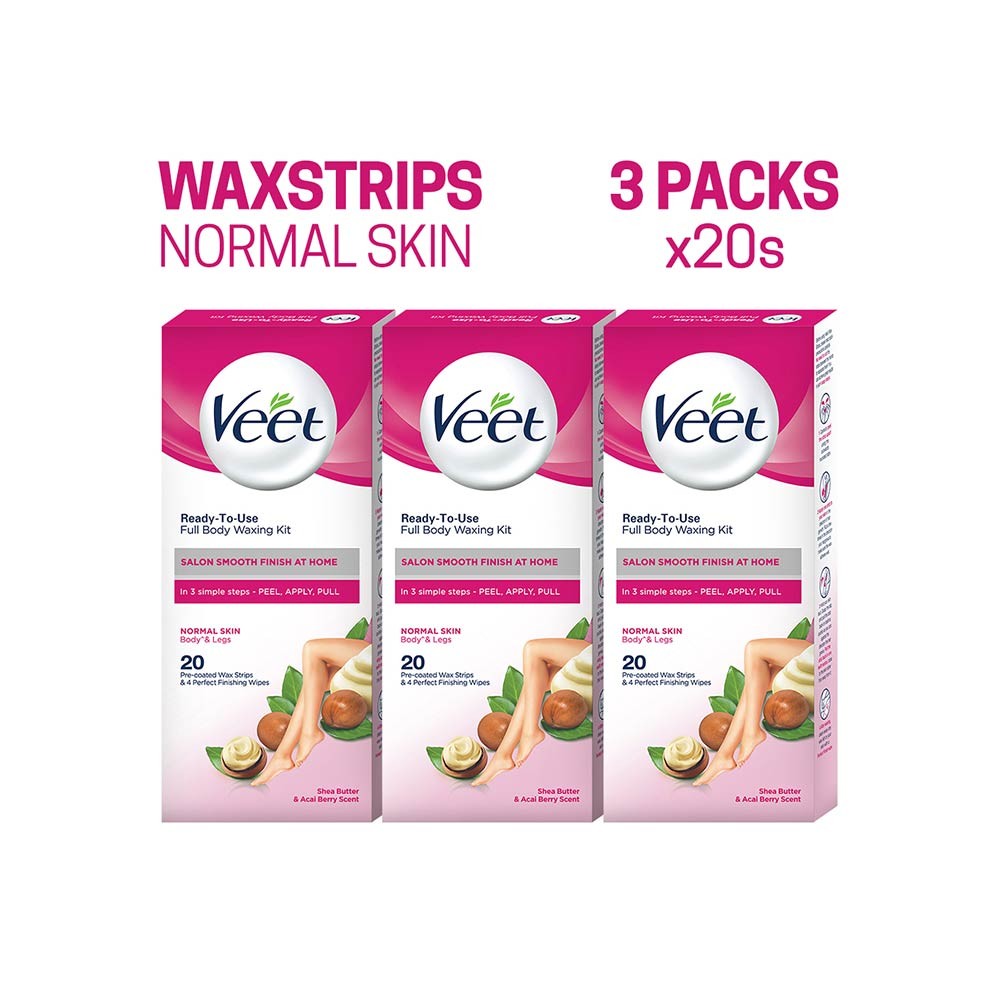 Veet Shea Butter & Berries Wax Strips (Normal Skin) - Pack of 3