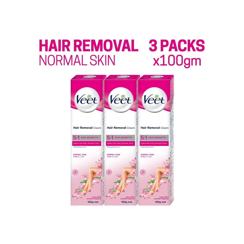 Veet Lotus Milk & Jasmine Fragrance Hair Removal Cream (Normal Skin) - Pack of 3