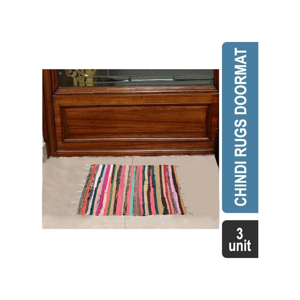 Impressions EWB0218 Cello Traditional Polycotton Chindi Rugs Doormat (Multicolor, Rectangular) - Set of 3