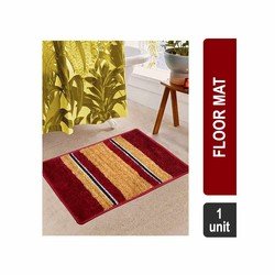 Grocered Happy Home EW00297 Daizy Poly Cotton Rectangular Door Mat Floor Mat (Red) - Set of 2