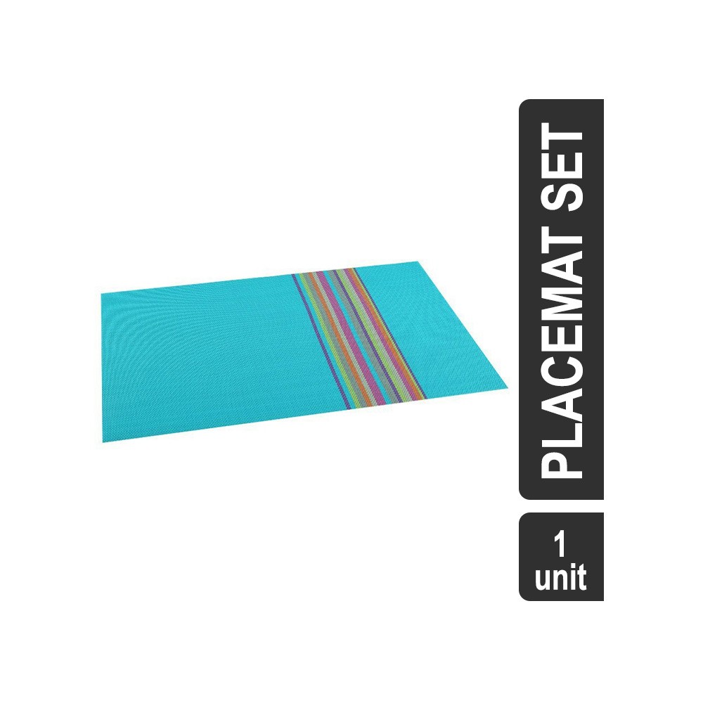 Grocered Wired 2 Pcs PVC Striped Placemat Set (Blue)