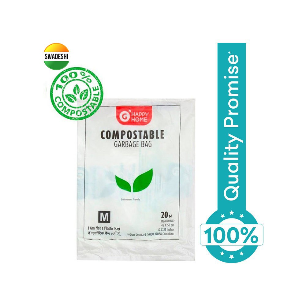 Grocered Happy Home Medium Compostable Garbage Bag (19x21