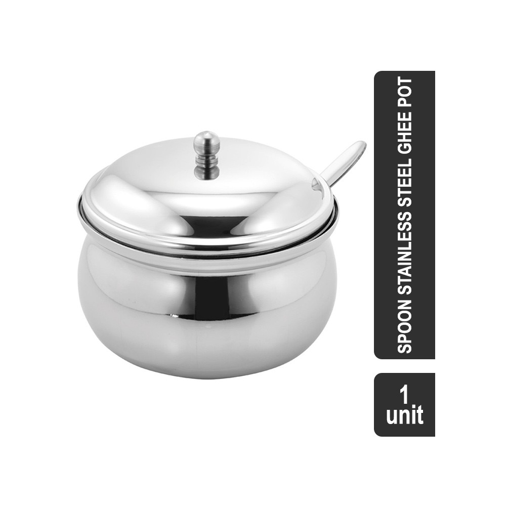 Vinayak VIHPL1017 Spoon Stainless Steel Ghee Pot (400 ml, Silver)