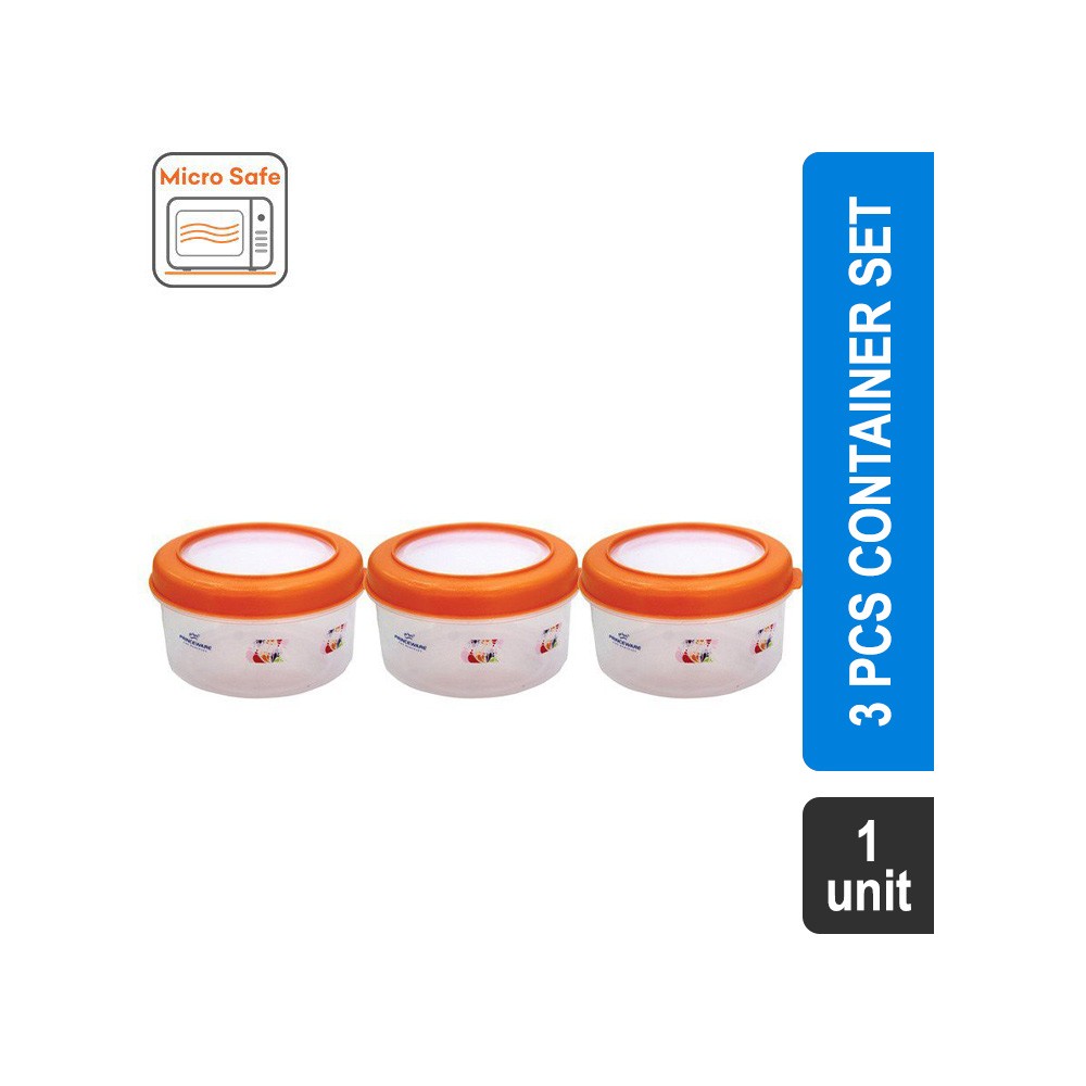 Princeware Polypropylene Container Set 3 Pcs (225 ml, Assorted) (Seal N Store 9602)