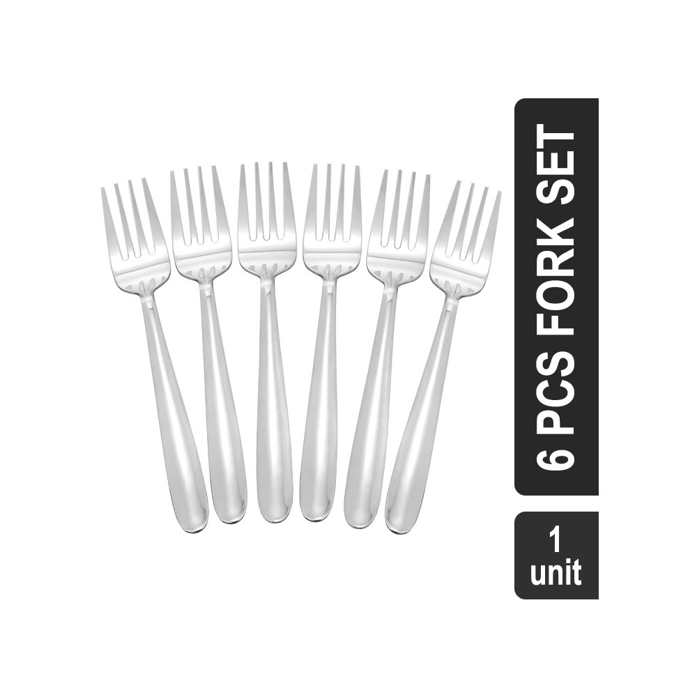 Vinayak Onda Dessert Stainless Steel 6 Pcs Fork Set (Silver)