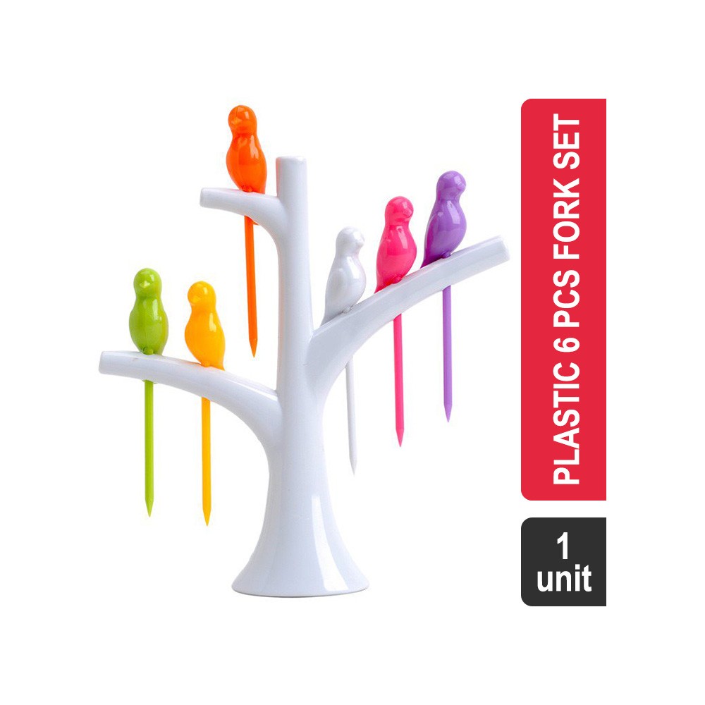 Home Essentials Assorted Fruit Plastic 6 Pcs Fork Set