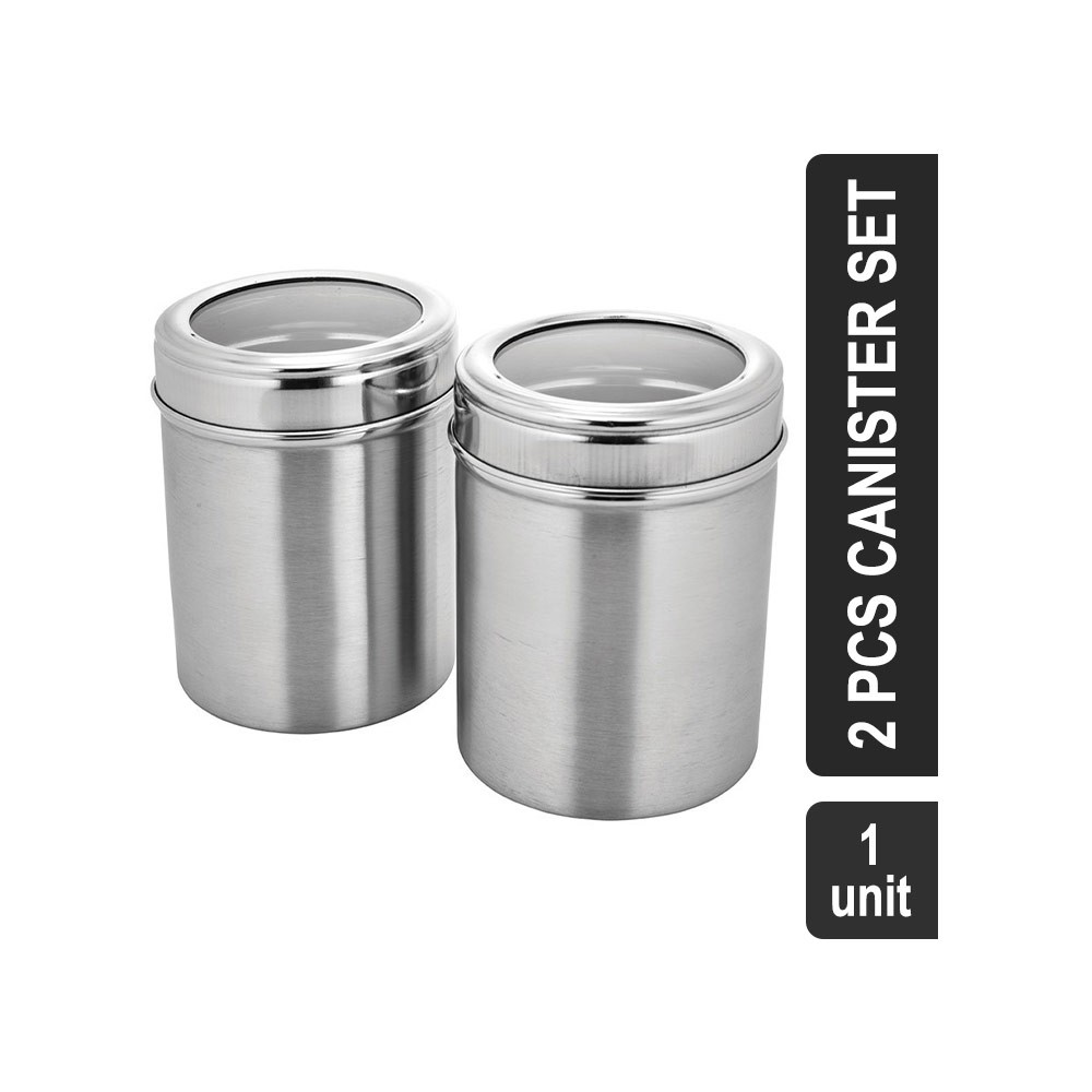 Vinayak Stainless Steel 2 Pcs Canister Set (750 ml, Silver)