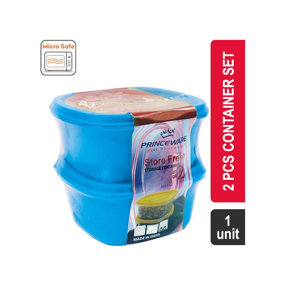 Princeware Polypropylene Container Set 2 Pcs (1.125 l, Assorted) (5655 Store Fresh)