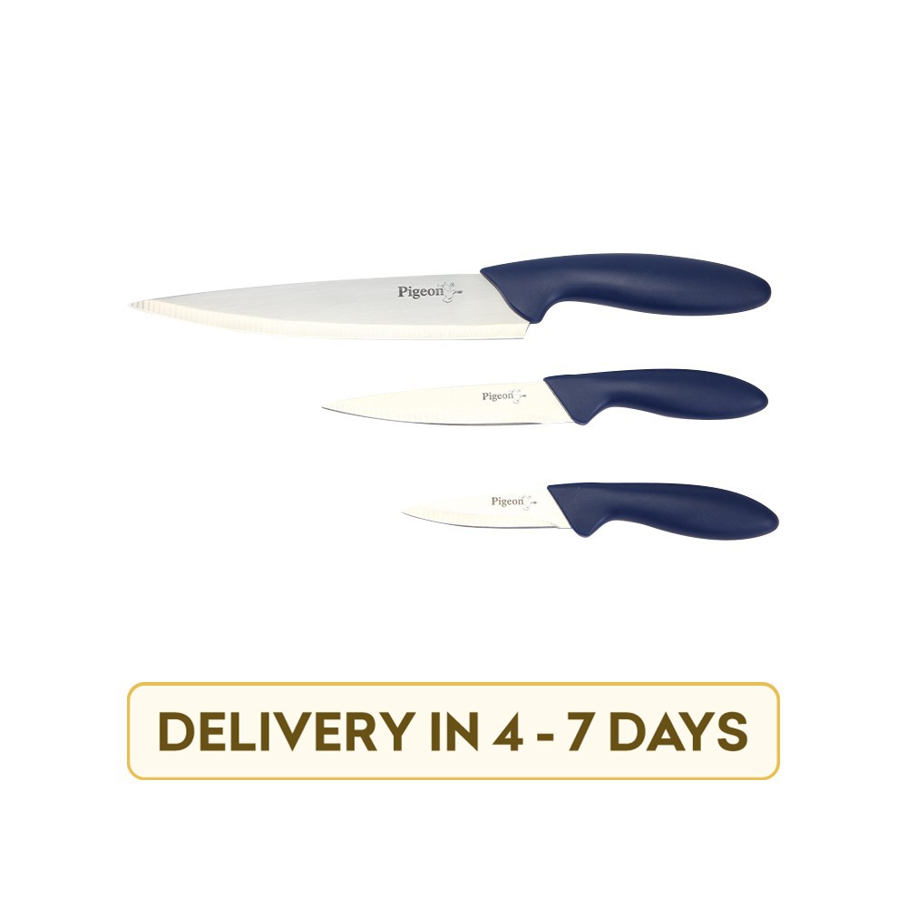 Pigeon 12138-BL Plastic 3 Pcs Knife Set (Blue)