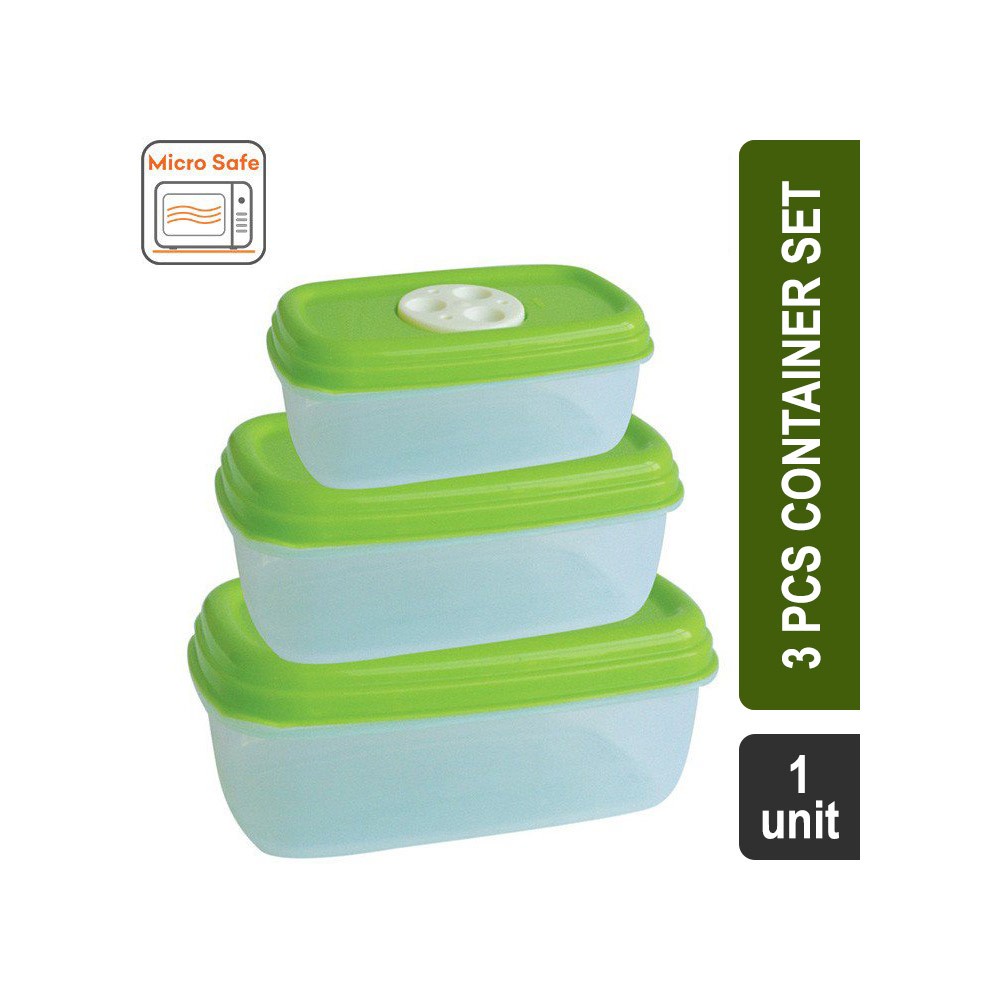 Princeware Polypropylene Container Set 3 Pcs (Assorted) (5244-3 5244 Fresh Vent)