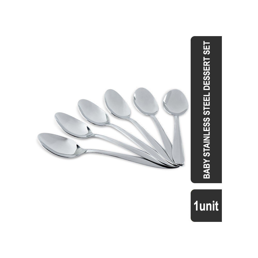 Grocered Happy Home Onda Dessert VIHH005 Stainless Steel 6 Pcs Spoon Set (Silver)