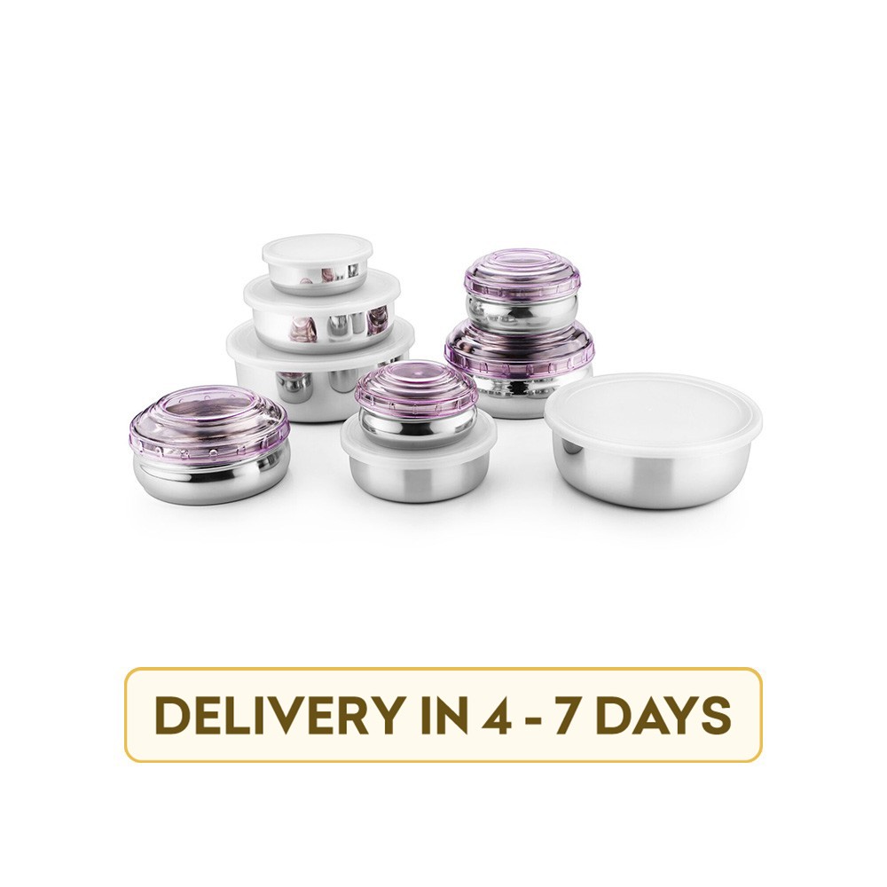 Jensons JEN-BB9-P-052 with Lids Grocery Container, Utility Box, Tea Coffee & Sugar Container, Spice Container Stainless Steel 9 Pcs Canister Set (Purp